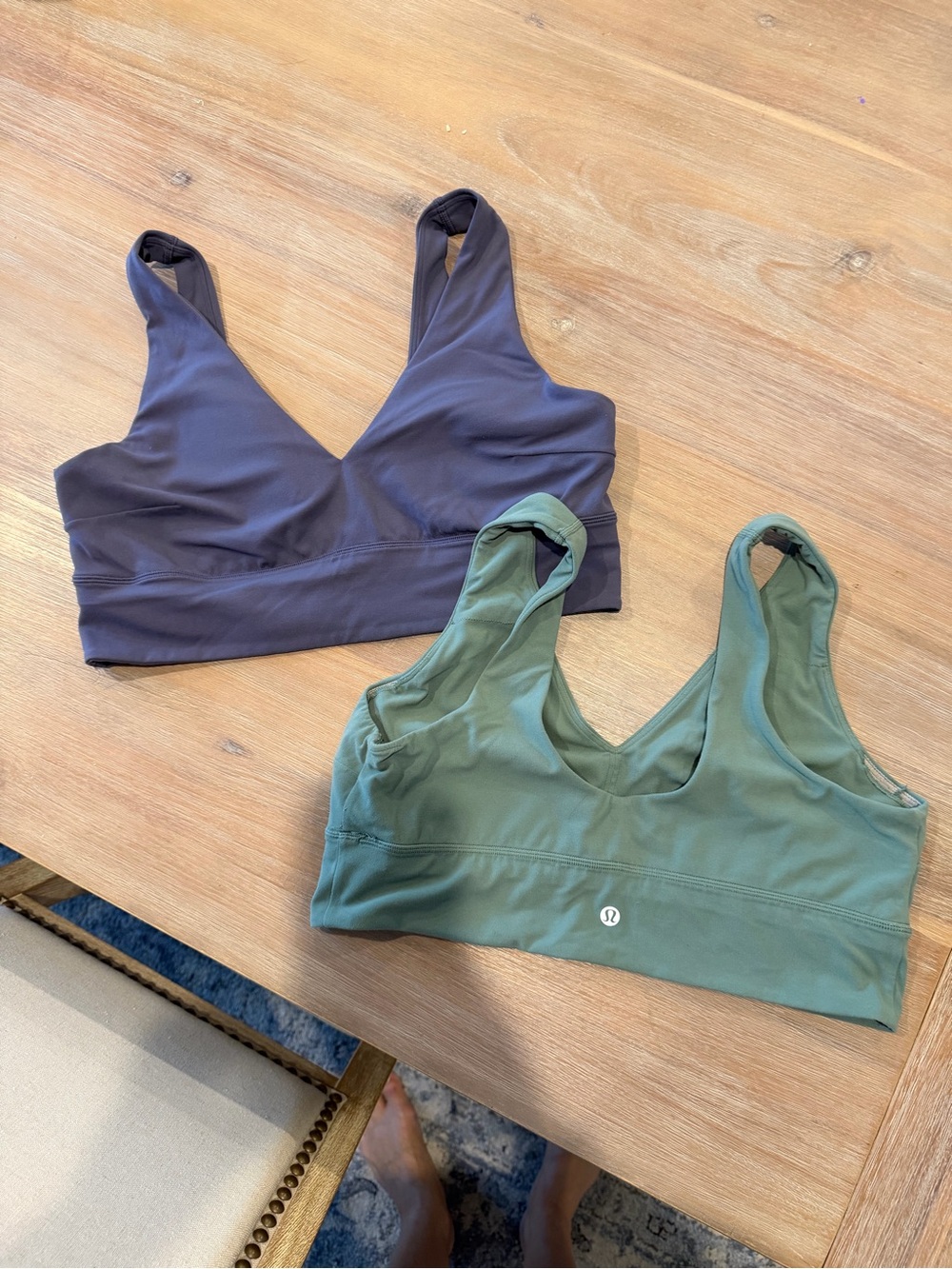 lululemon athletica Dual-Color Scoop Neck Sports Bras — Olive Green & Purple